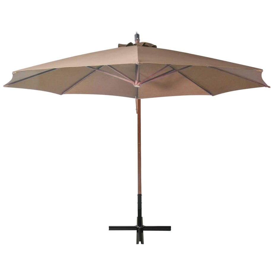 vidaXL Parasol ogrodowy wiszący, jodłowy słupek, taupe, 3,5x2,9 m