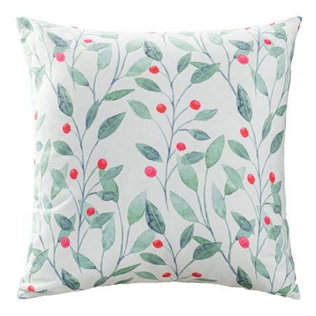 Poszewka dekoracyjna świąteczna 43x43 biała, zielone gałązki