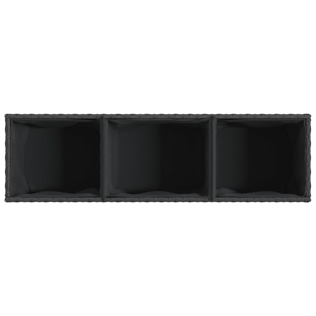 vidaXL Donica ogrodowa z kółkami i 3 wkładami, czarna, 107x32x38 cm