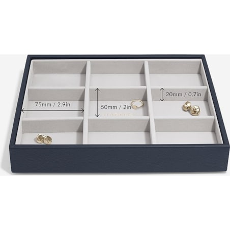 Szkatułka na biżuterię Stackers 9 komorowa classic jasnobeżowa lniana