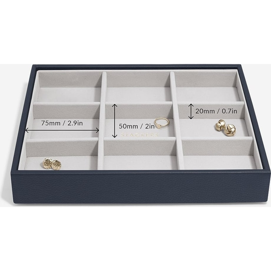 Szkatułka na biżuterię Stackers 9 komorowa classic jasnobeżowa lniana