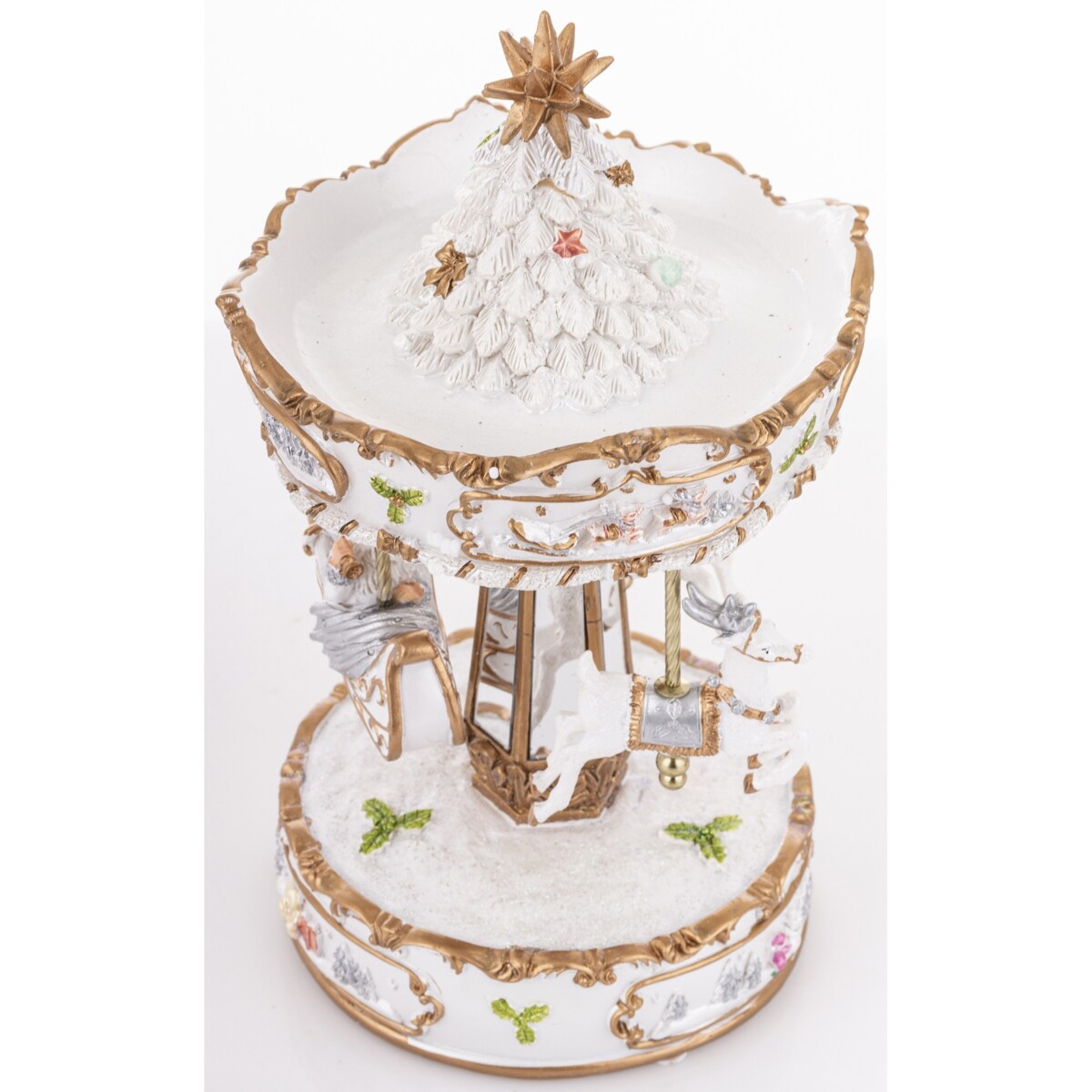 Dekoracja - karuzela z pozytywką 25x15x15 cm GIOSTRA-2 biało-złota