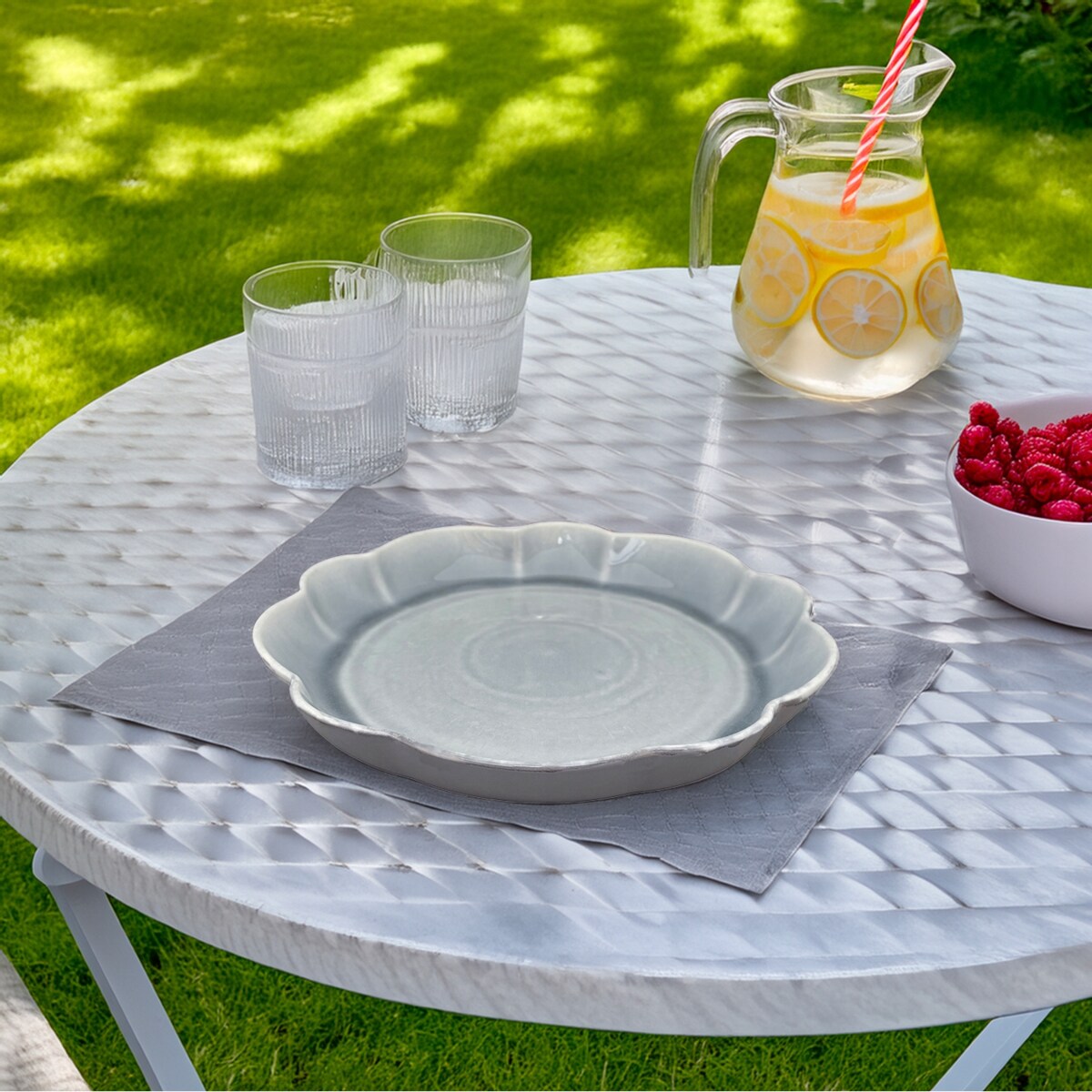 TALERZ OBIADOWY DUŻY 26CM BŁĘKITNY SZARY GŁĘBOKI CERAMICZNY NA SZTUKI