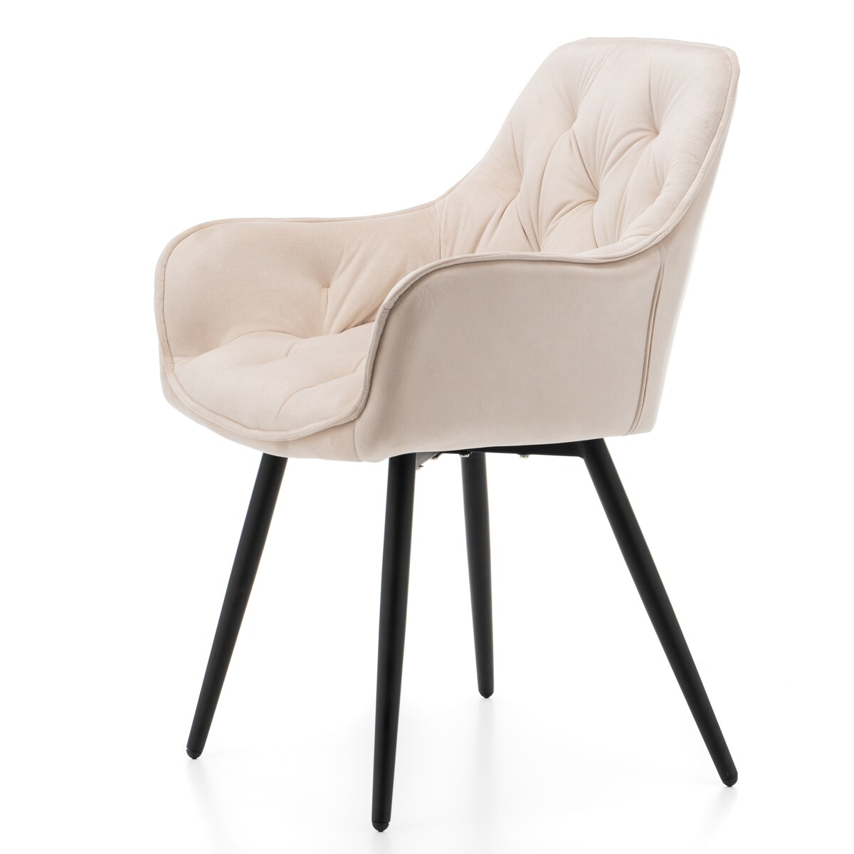 Krzesło tapicerowane pikowane do salonu jadalni welurowe SIENA beżowe