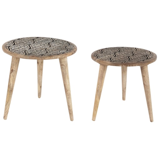 Zestaw 2 stolików pomocniczych SHARMA Drewno mango Brązowy/ czarny