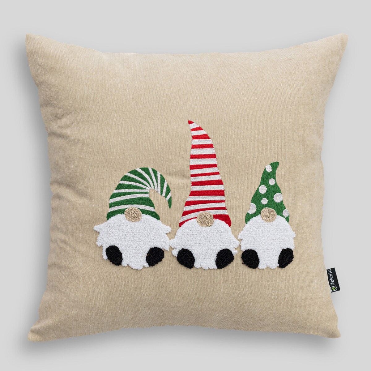 Poszewka na poduszkę Jolly Gnomes Green 43x43 cm boże narodzenie, święta, świąteczne, beżowy, 43x43 cm