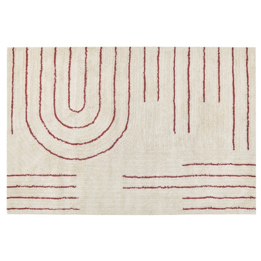 Dywan bawełniany 140 x 200 cm beżowo-czerwony TIRUPATI