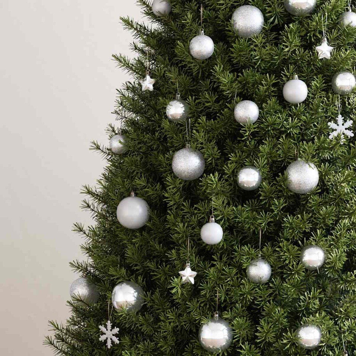 vidaXL 111-cz. zestaw ozdób świątecznych, srebrny, polistyren