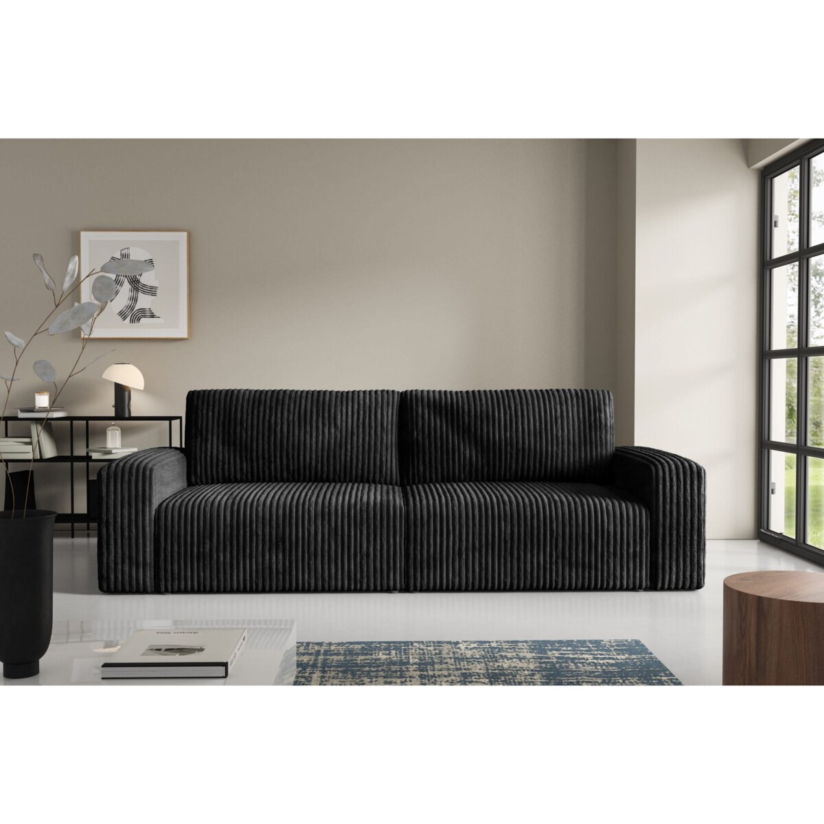 Sofa FANO z bokami funkcja spania sztruks Kolor: TILIA 100