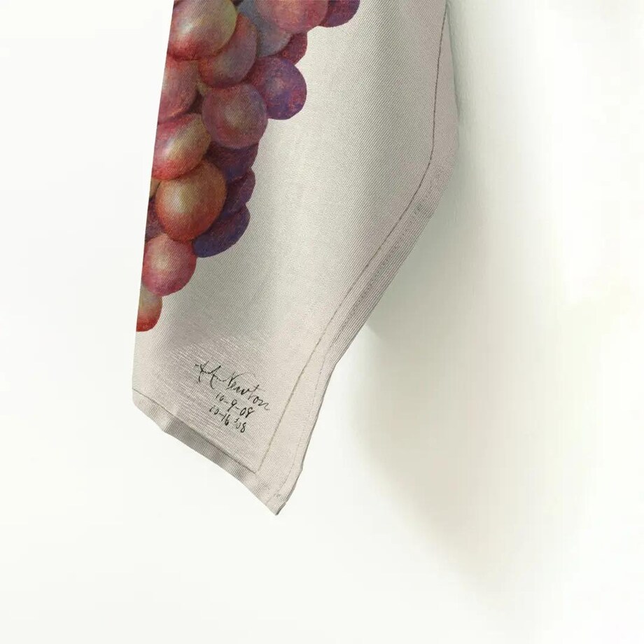 Lniany ręcznik kuchenny - czerwone winogrono