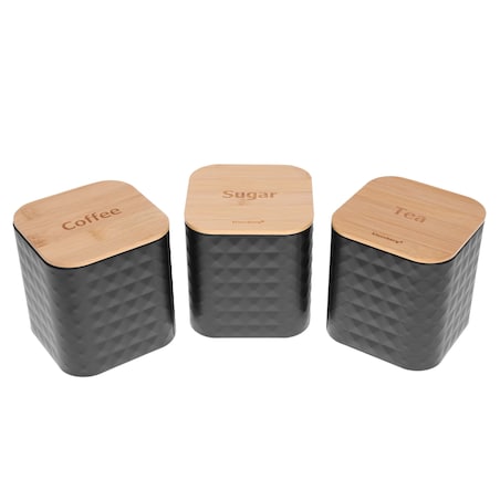 Chlebak w zestawie z 3 pojemnikami pojemnik na chleb pieczywo czarny KLAUSBERG