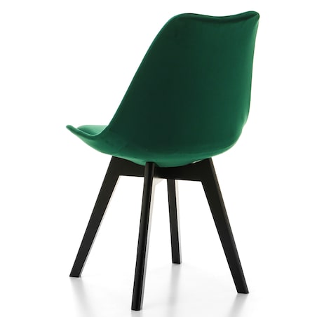 Krzesło skandynawskie z poduszką DUBLIN zielony welur noga czarna