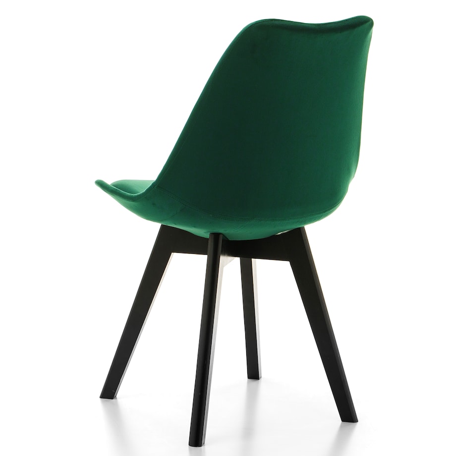 Krzesło skandynawskie z poduszką DUBLIN zielony welur noga czarna