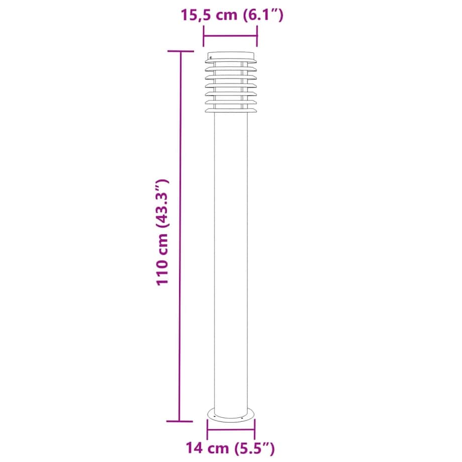 vidaXL Lampa ogrodowa na słupku, srebrna, 100 cm, stal nierdzewna