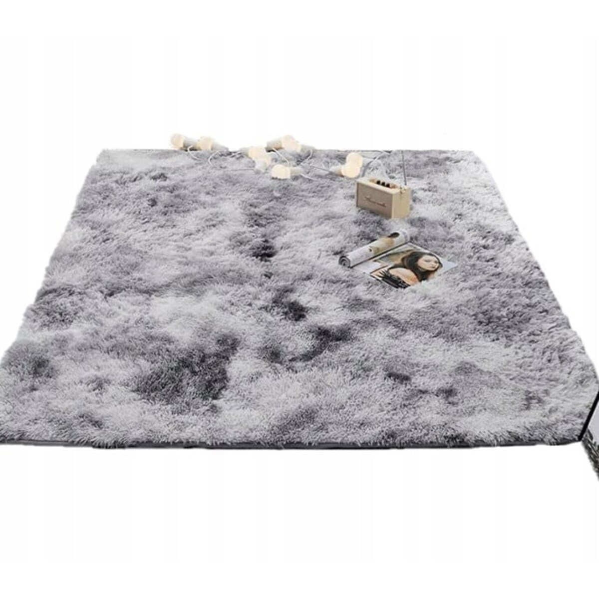 Dywan shaggy pluszowy jasny szary 100x150 cm puszysty miękki futrzany