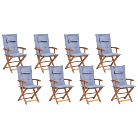 Zestaw ogrodowy dla 8 osób MAUI II z poduszkami Drewno akacjowe Niebieski