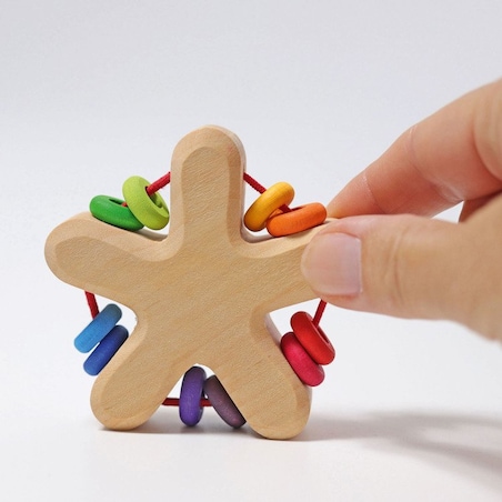 Grzechotka Gwiazdka dla niemowlaka drewniana kolorowa 0+ Grimm's