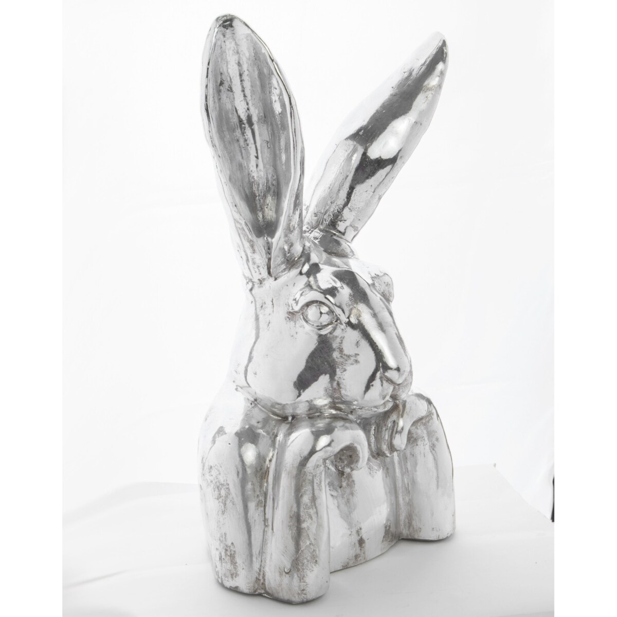 Figurka zamyślony królik 48x26x19,5 cm PREMURA srebrny