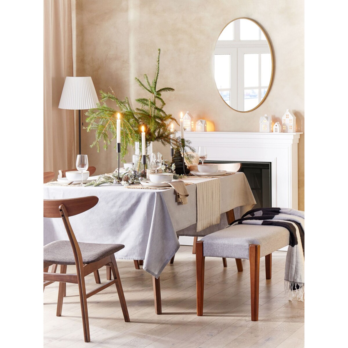 Ławka do jadalni tapicerowana jasnoszara ELYRIA