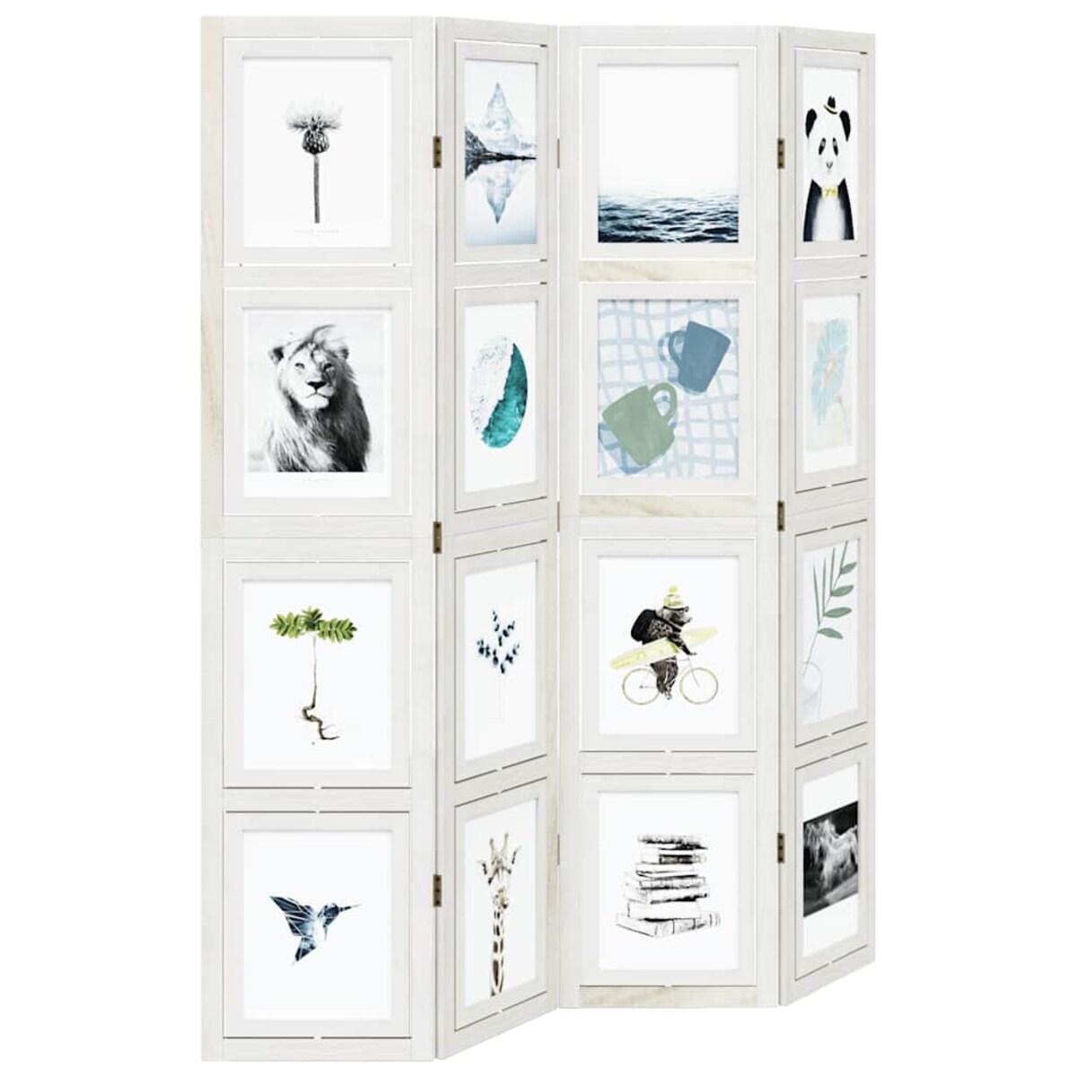 vidaXL Parawan pokojowy, 4-panelowy, biały, lite drewno paulowni