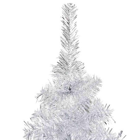 vidaXL Sztuczna choinka z lampkami i bombkami, srebrna, 120 cm, PET