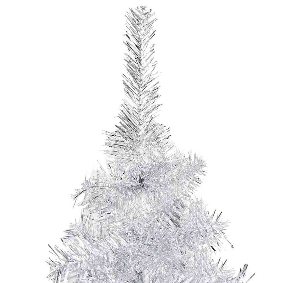 vidaXL Sztuczna choinka z lampkami i bombkami, srebrna, 120 cm, PET