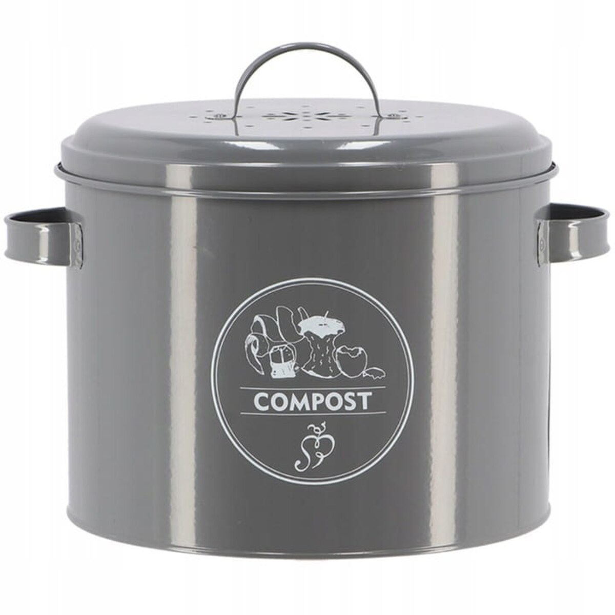Kompostownik do kuchni na odpadki kompost SZARY z filtrem 6L retro pojemnik