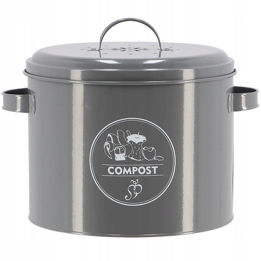 Kompostownik do kuchni na odpadki kompost SZARY z filtrem 6L retro pojemnik