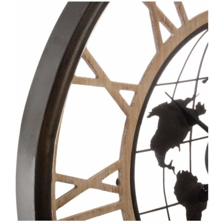 Zegar na ścianę z mapą świata i rzymskimi cyframi cichy mechanizm, Ø 67 cm, Atmosphera