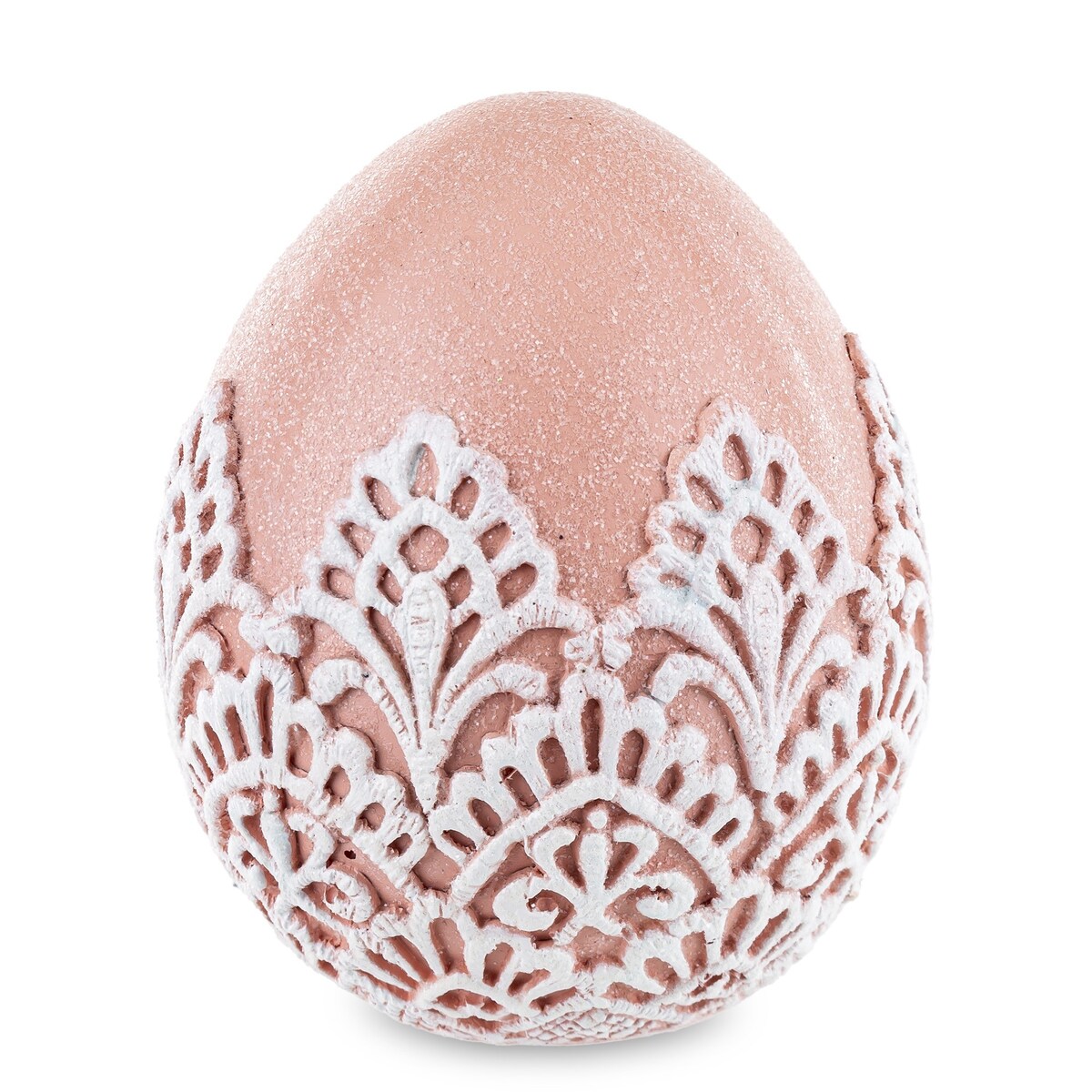 Dekoracja - jajko w koronkowej ozdobie 10x8x8 cm LACE różowa