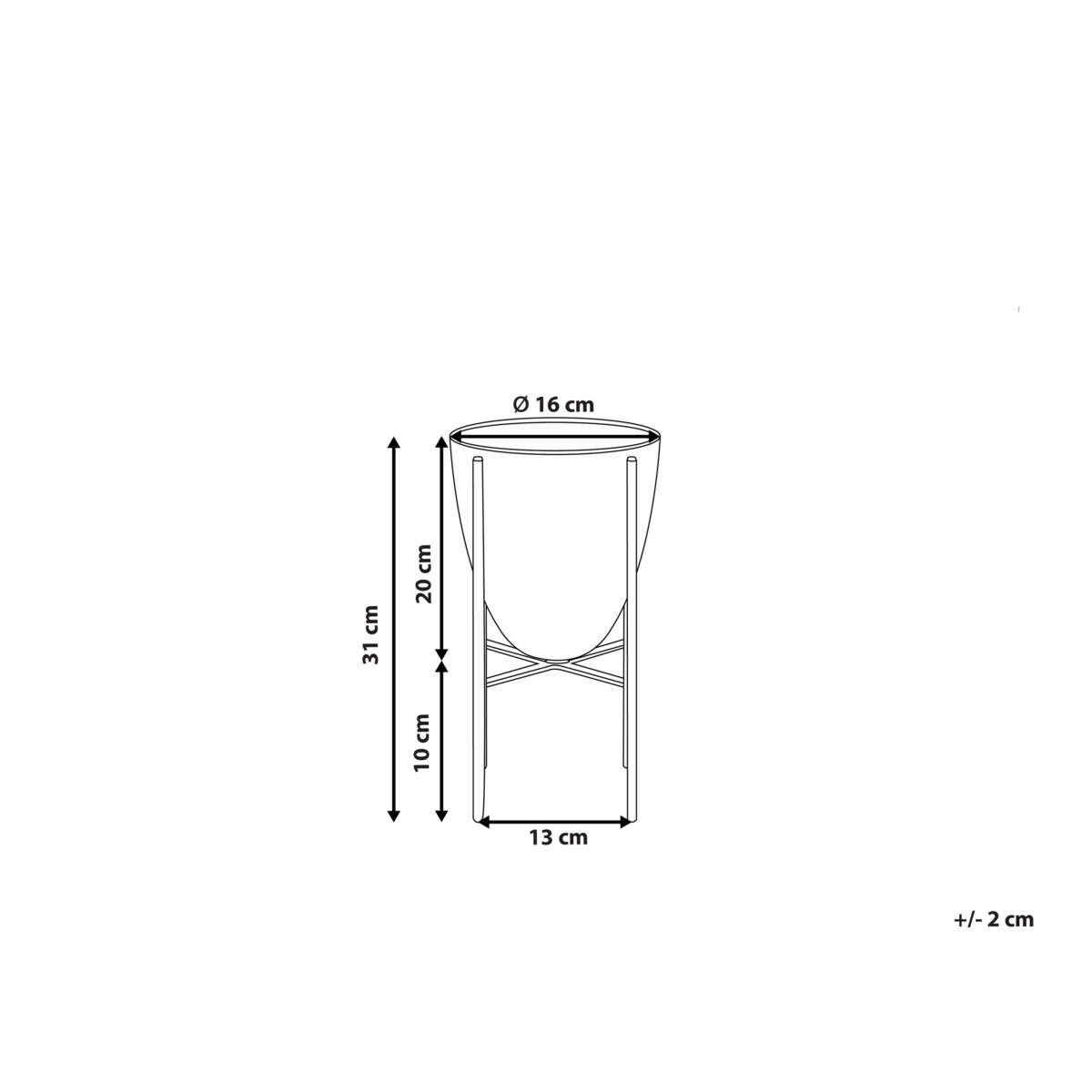 Doniczka na stojaku metalowa 16 x 16 x 31 cm zielono-złota LEFKI