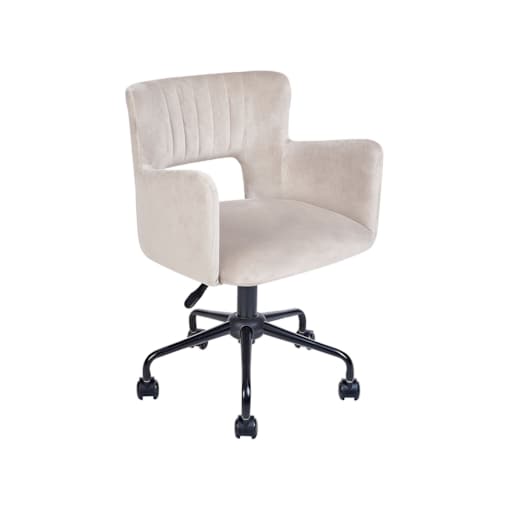 Krzesło biurowe regulowane welurowe beżowoszare SANILAC