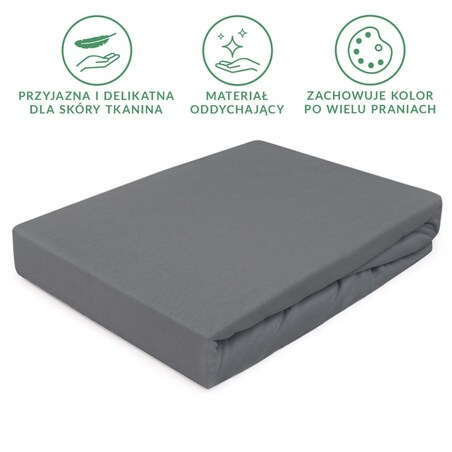 Prześcieradło z bawełny jersey z gumką 140x200 kolor szary PREMIUM