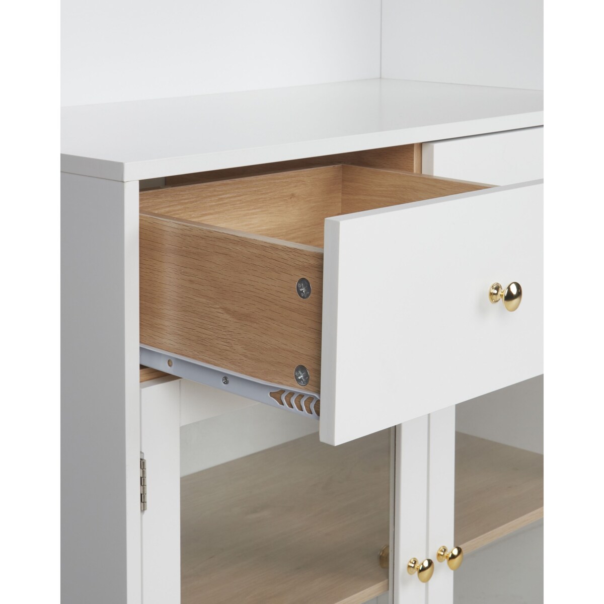 Szafka ze szklanymi gablotami biała PARLIN