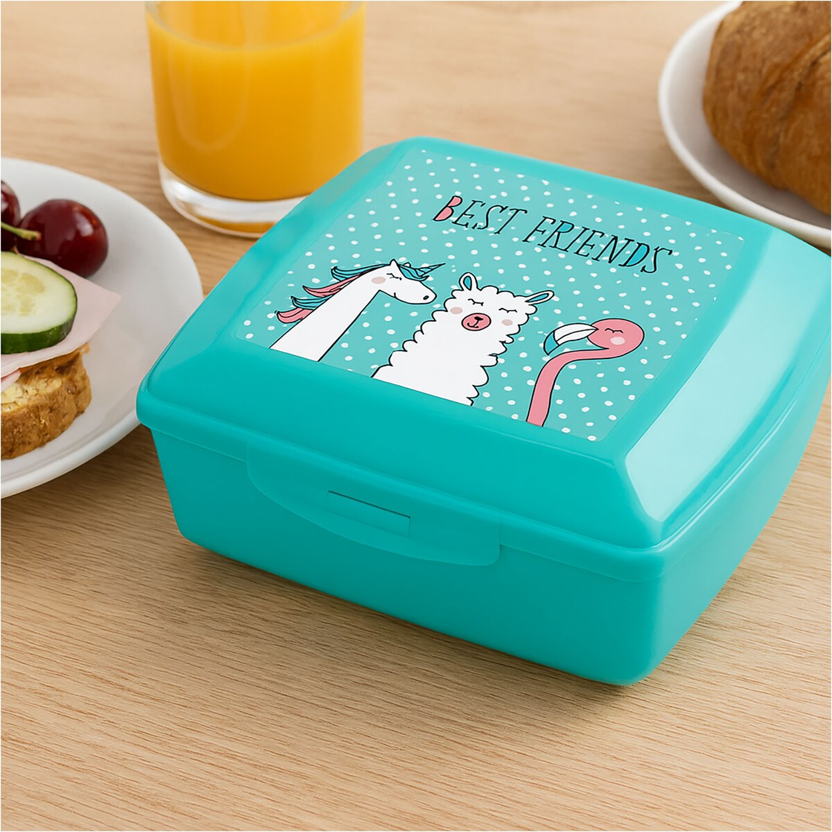 Pojemnik Śniadaniowy Dla Dzieci Lunchbox Na Śniadanie Chlebak Dziecięcy Lama Niebieski