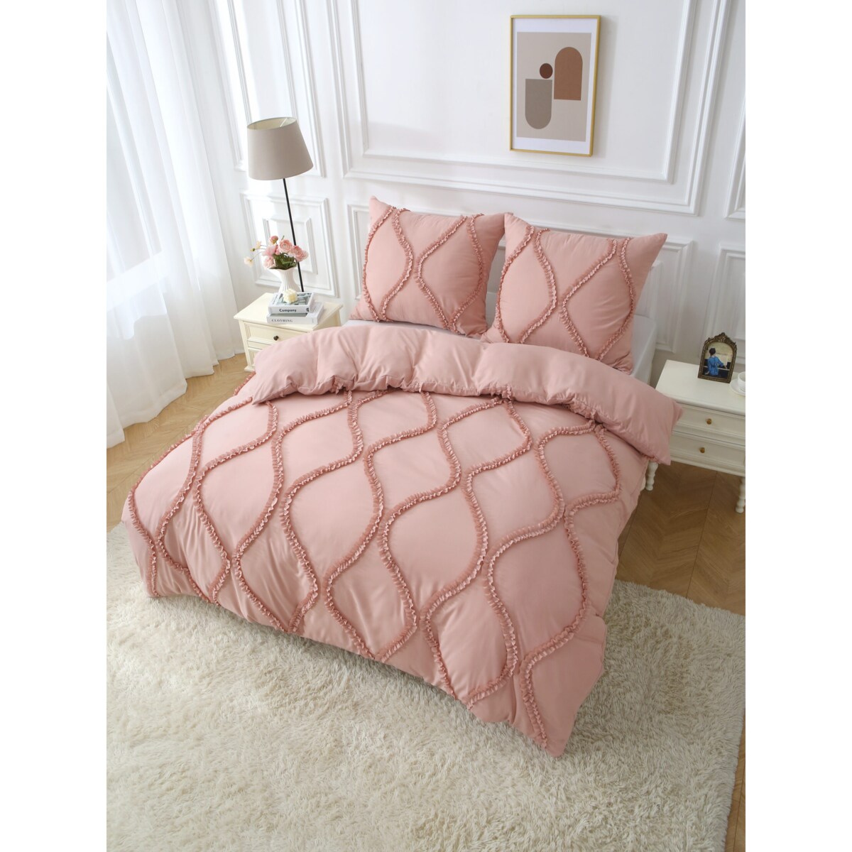 pościel "royal" 180x200 cm mikrofibra pudrowy róż