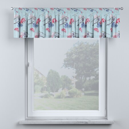 Lambrekin na taśmie marszczącej 390x40 niebiesko-różowy