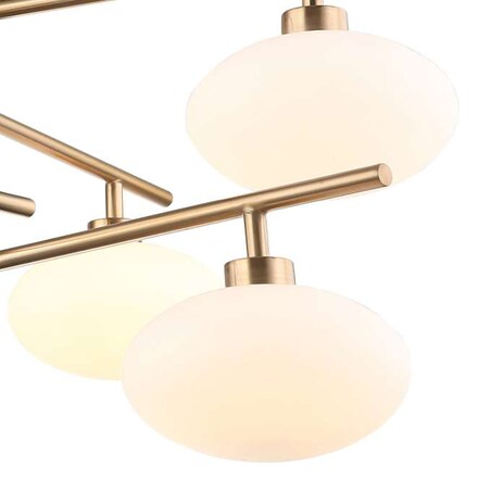 LAMPA sufitowa FIORENZO MXM3661-6 BRO+W Italux metalowa OPRAWA szklana kulista sticks cumulus mosiądz biała