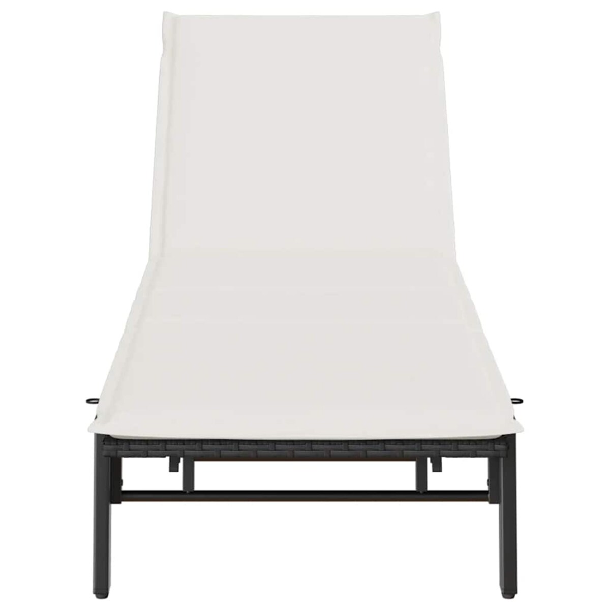 vidaXL Leżak z poduszką, czarny, polirattan