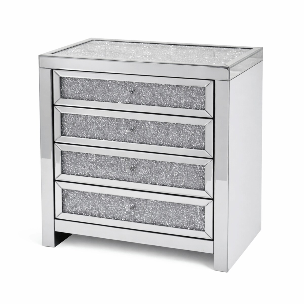 Szklana komoda glamour z kryształkami i szufladami 75x90x45