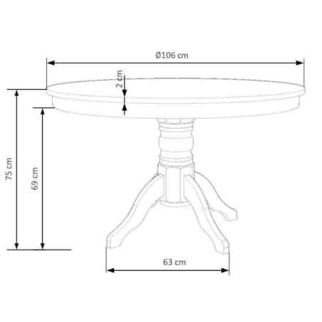 STÓŁ OKRĄGŁY Richard 106 cm biały nogi z litego drewna