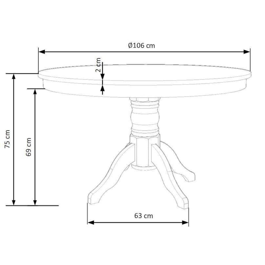 STÓŁ OKRĄGŁY Richard 106 cm biały nogi z litego drewna