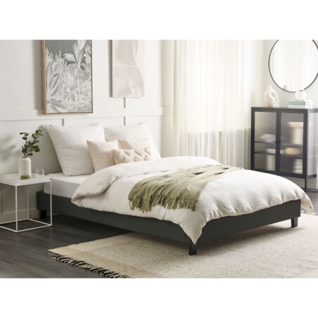 Łóżko tapicerowane bez zagłówka 160 x 200 cm szare ROANNE