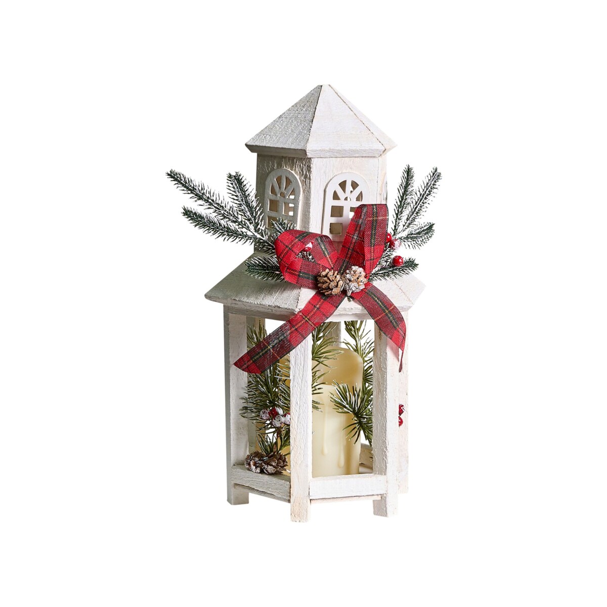 Lampion LED LED SAVIVESI Wzór świąteczny 38 cm Biały