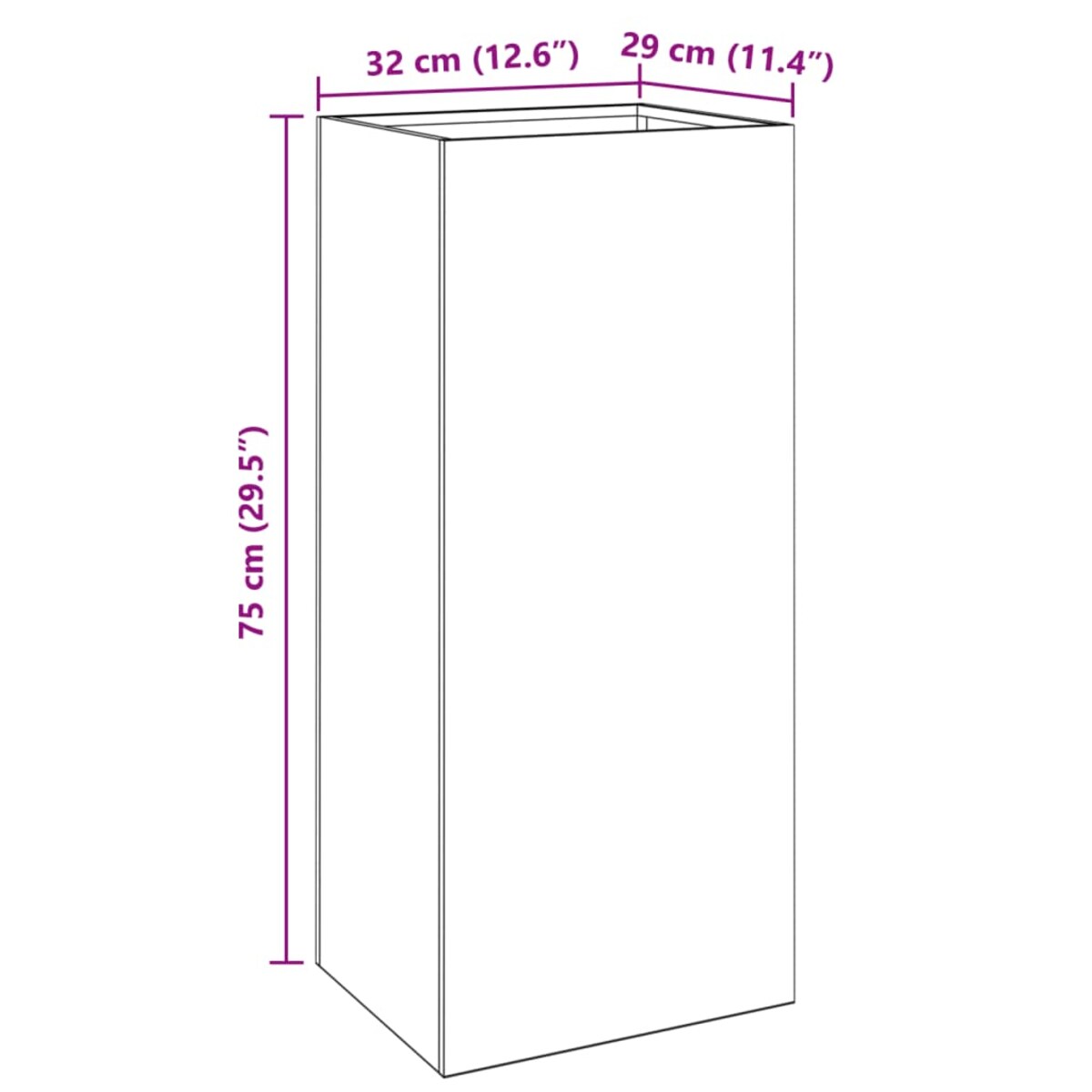 vidaXL Donica, antracytowa, 32x29x75 cm, stal