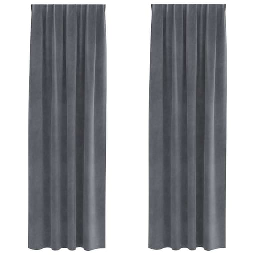 vidaXL Zasłony z zasłonami 2 pcs Jasnoszary 140 x 225 cm Aksamit