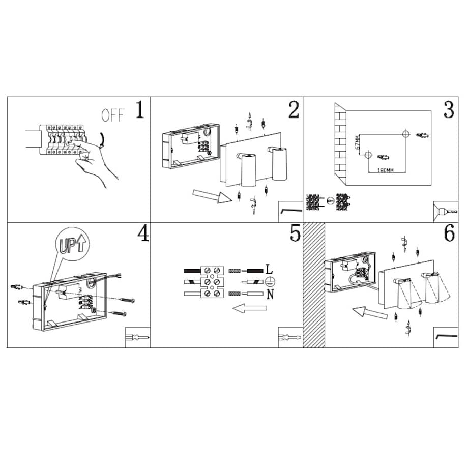 Elewacyjna LAMPA ogrodowa TUNGA 222960231 metalowa OPRAWA regulowany kinkiet LED 6W 3000K tuby loft IP54 białe, Trio