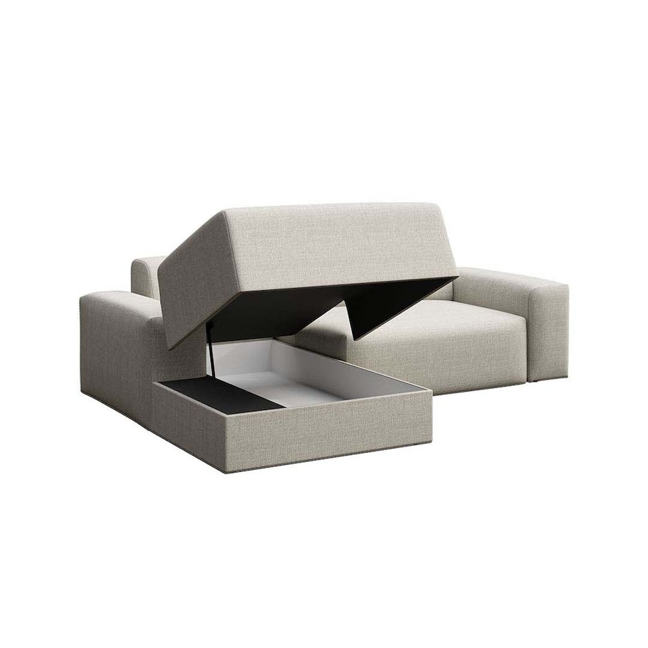 Villet Sofa narożna lewa z funkcją spania i pojemnikiem jasno beżowa