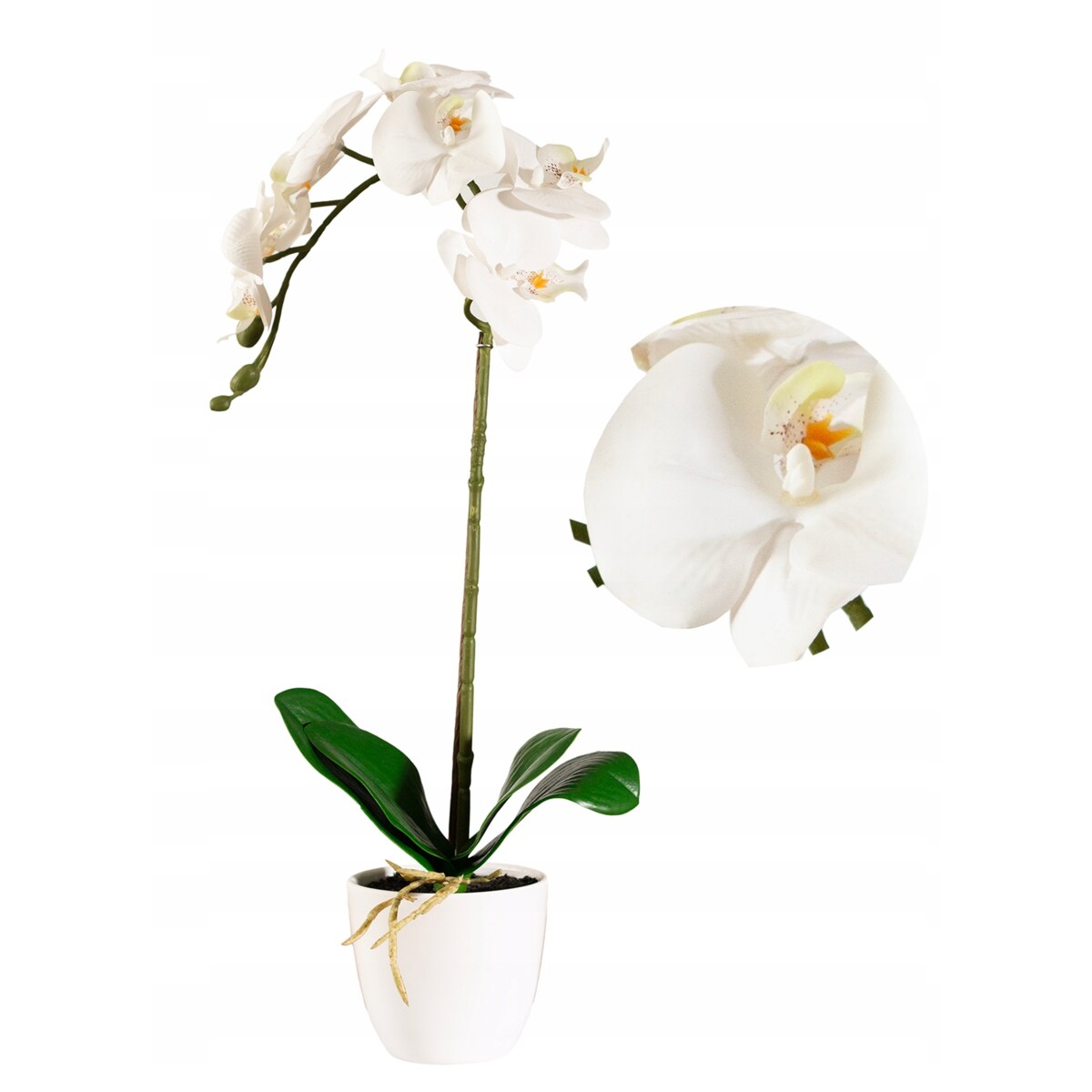 SZTUCZNA ORCHIDEA STORCZYK BIAŁY JAK ŻYWY SILIKONOWY REALISTYCZNA DEKORACJA