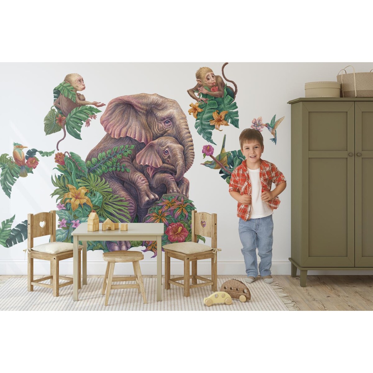 Zestaw naklejek na ścianę, Safari tropikalne, 100cm